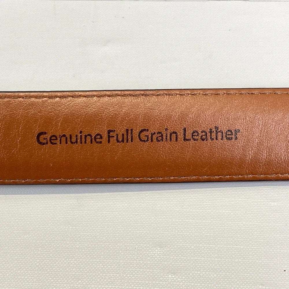 L.L. Bean Mens Size 44 Brown Leather Belt Full Grain - Made in USA
